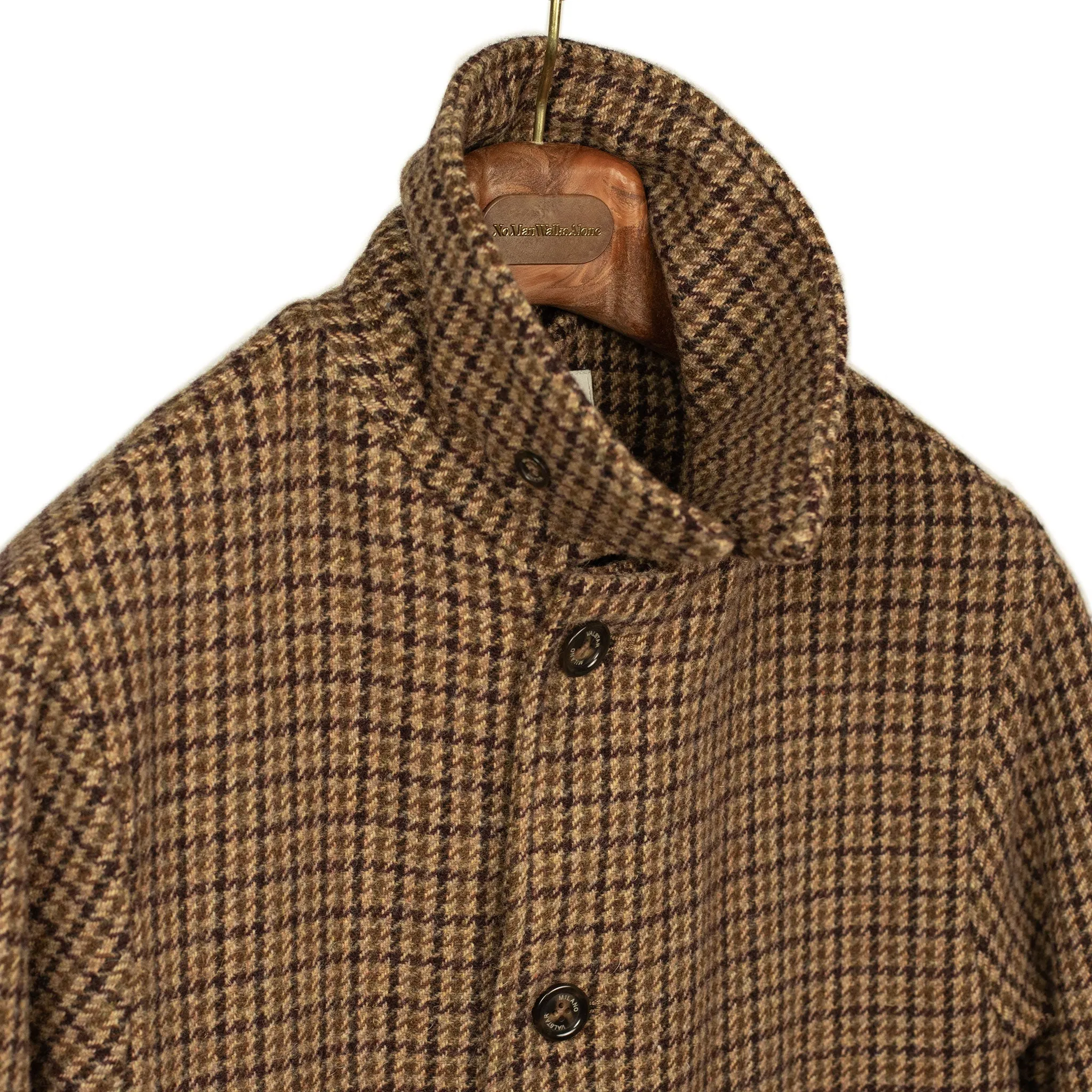 Milano overcoat in beige and brown lambswool gunclub check