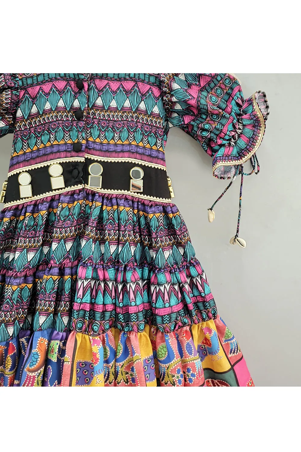 Multicolor Geometric Printed Cotton Gown