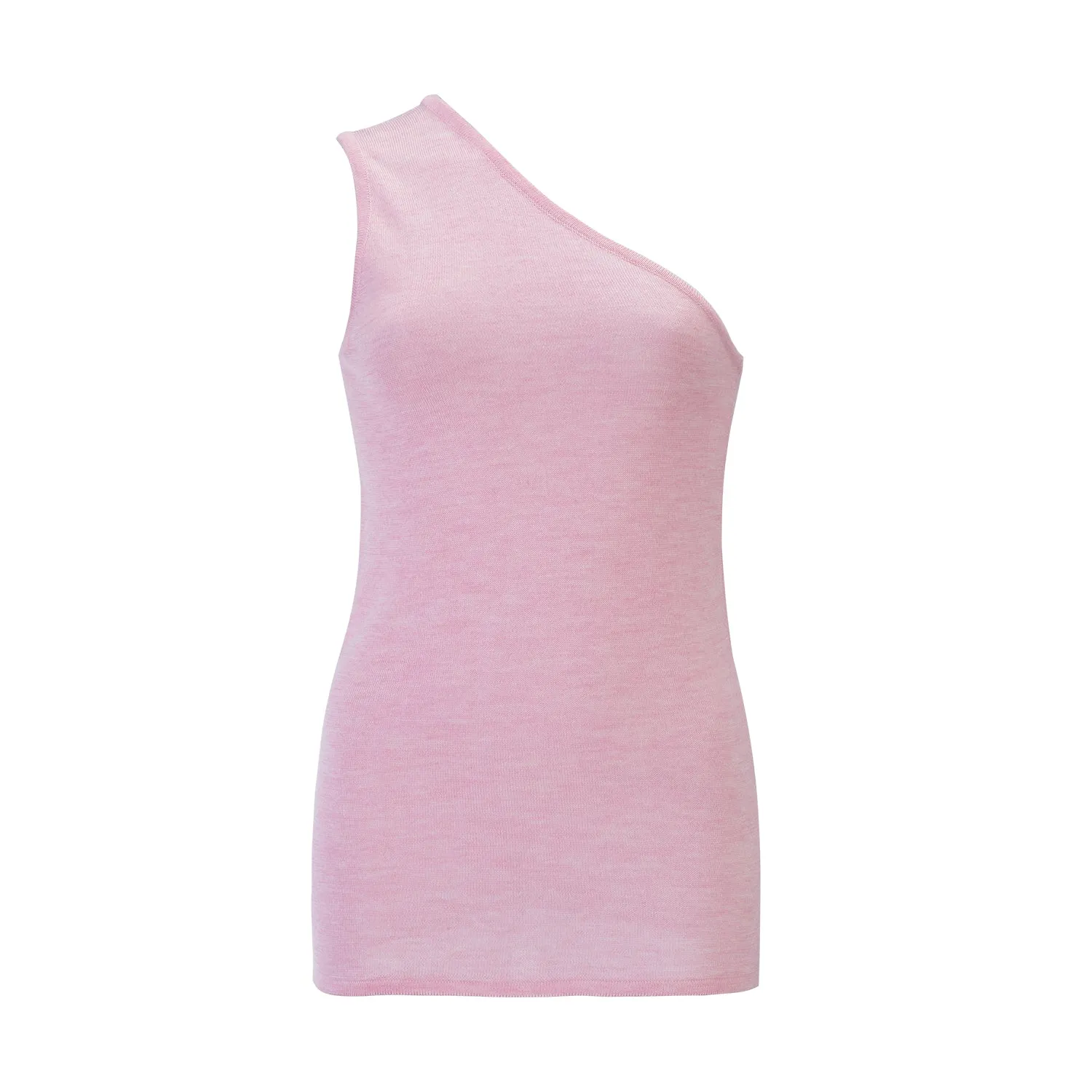 One shoulder Premium Silk&Cashmere Pink  Top