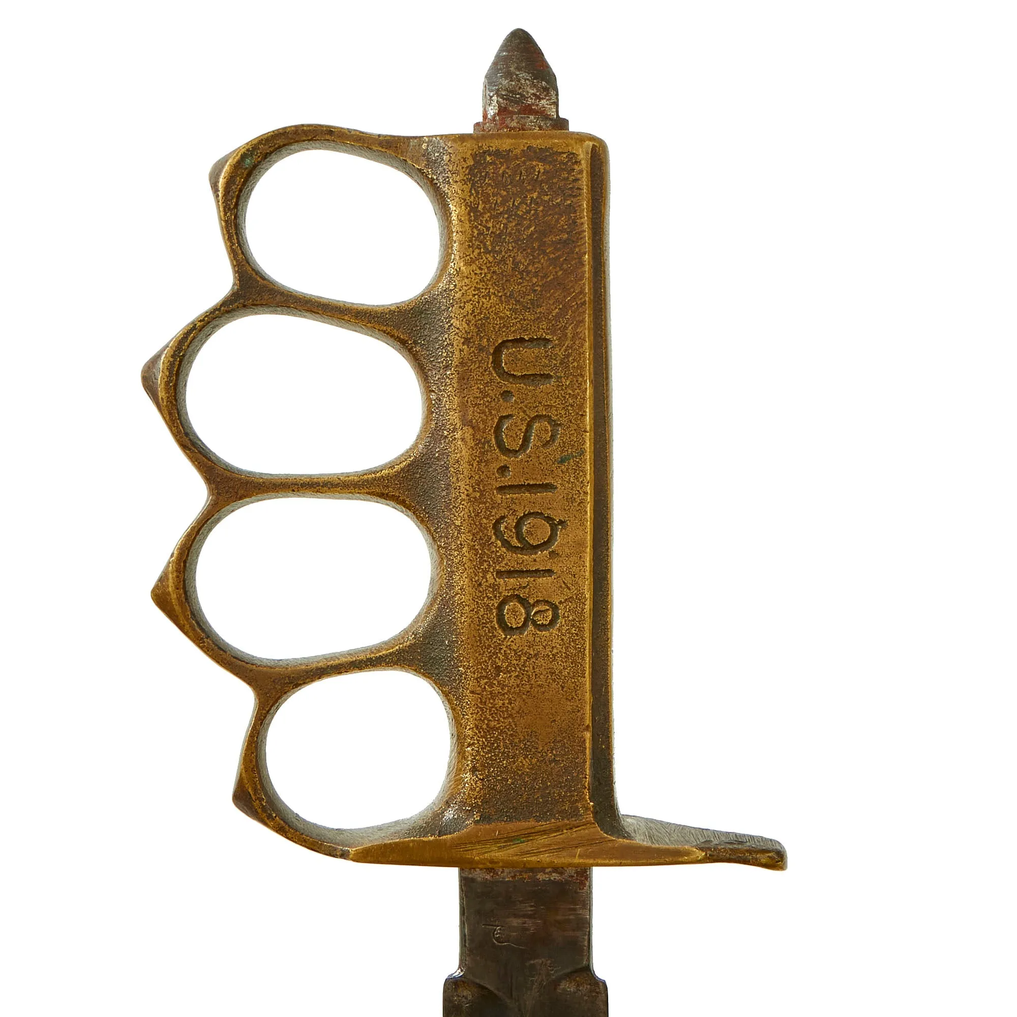 Original U.S. WWI & WWII Reissued Paratrooper Modified M1918 Mark I Trench Knife by AU LION with Steel Scabbard