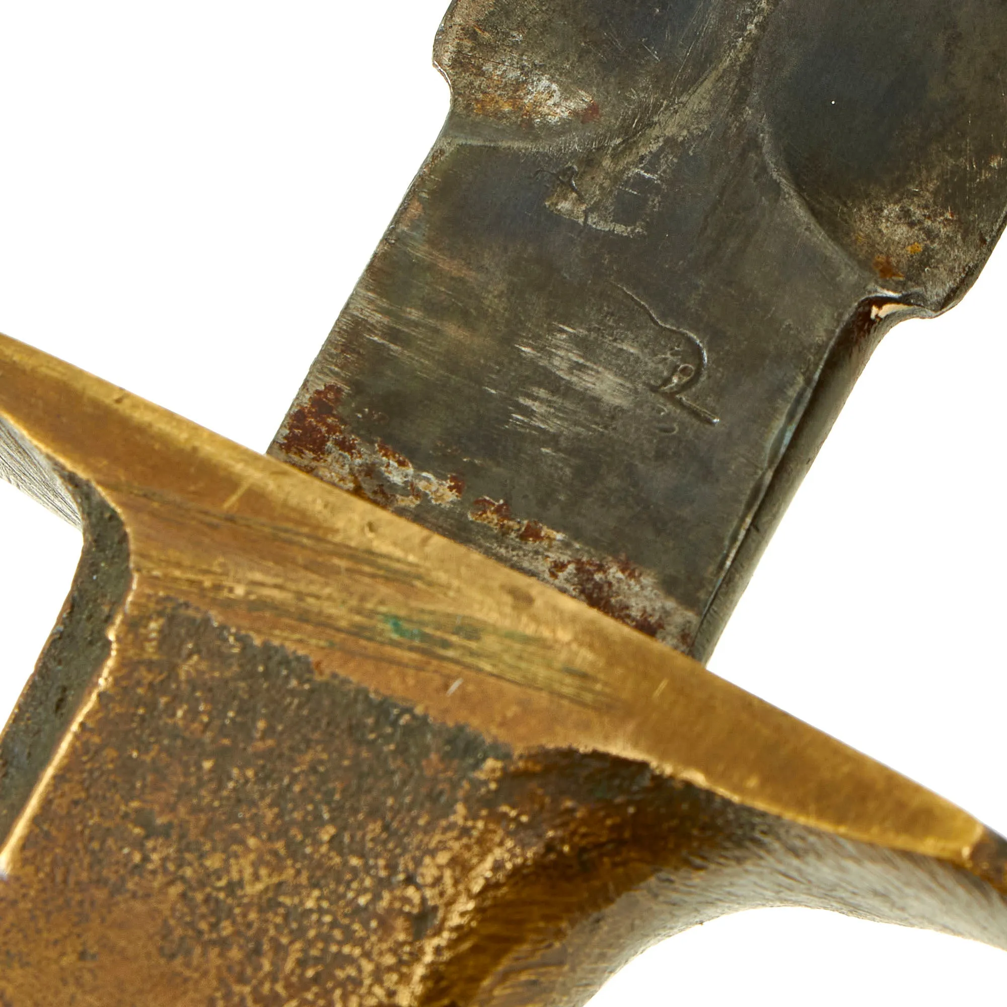 Original U.S. WWI & WWII Reissued Paratrooper Modified M1918 Mark I Trench Knife by AU LION with Steel Scabbard