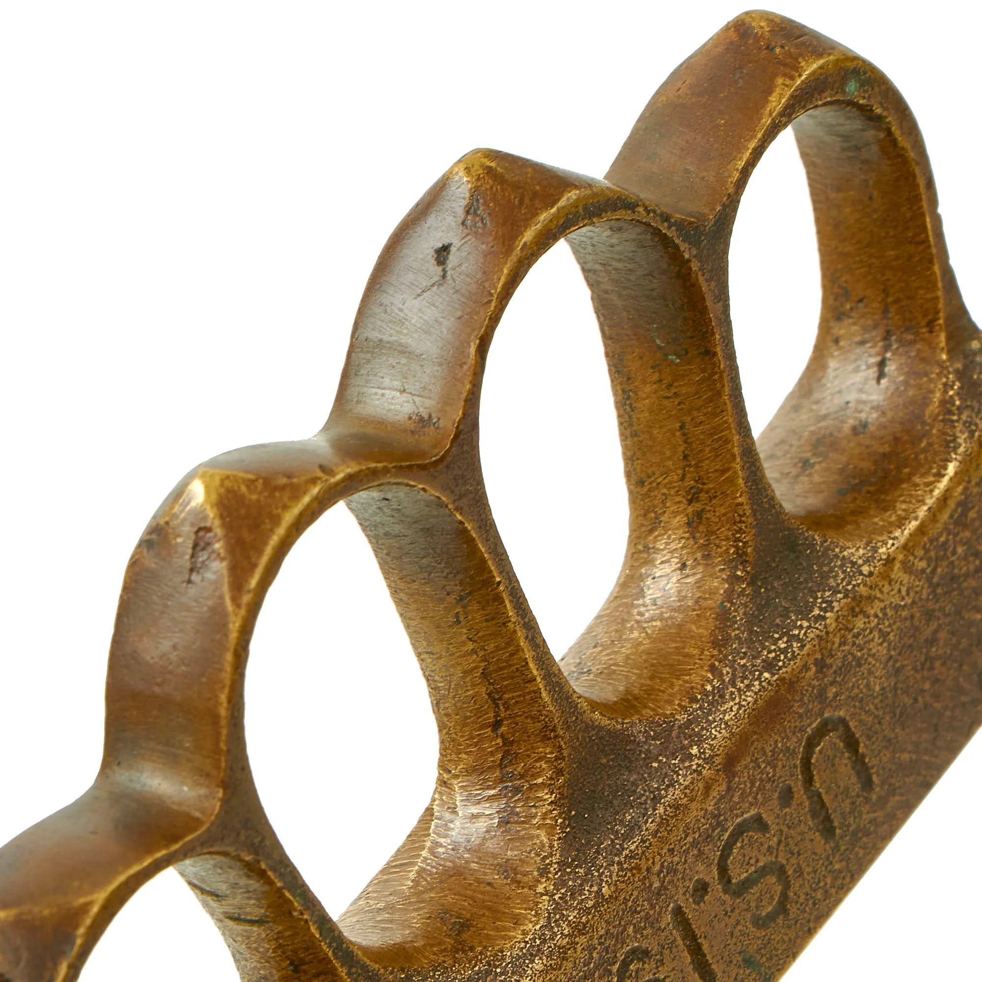 Original U.S. WWI & WWII Reissued Paratrooper Modified M1918 Mark I Trench Knife by AU LION with Steel Scabbard
