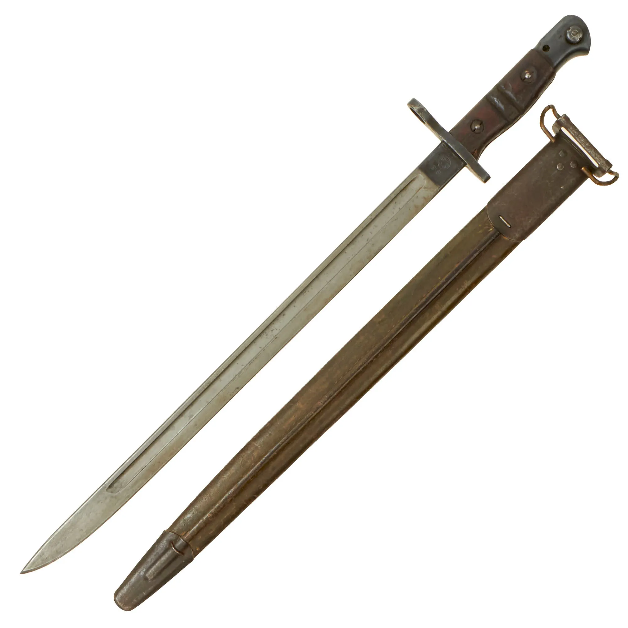 Original U.S. WWI M1917 Enfield Rifle & Trench Gun Bayonet by Remington with Scabbard - Dated 1918