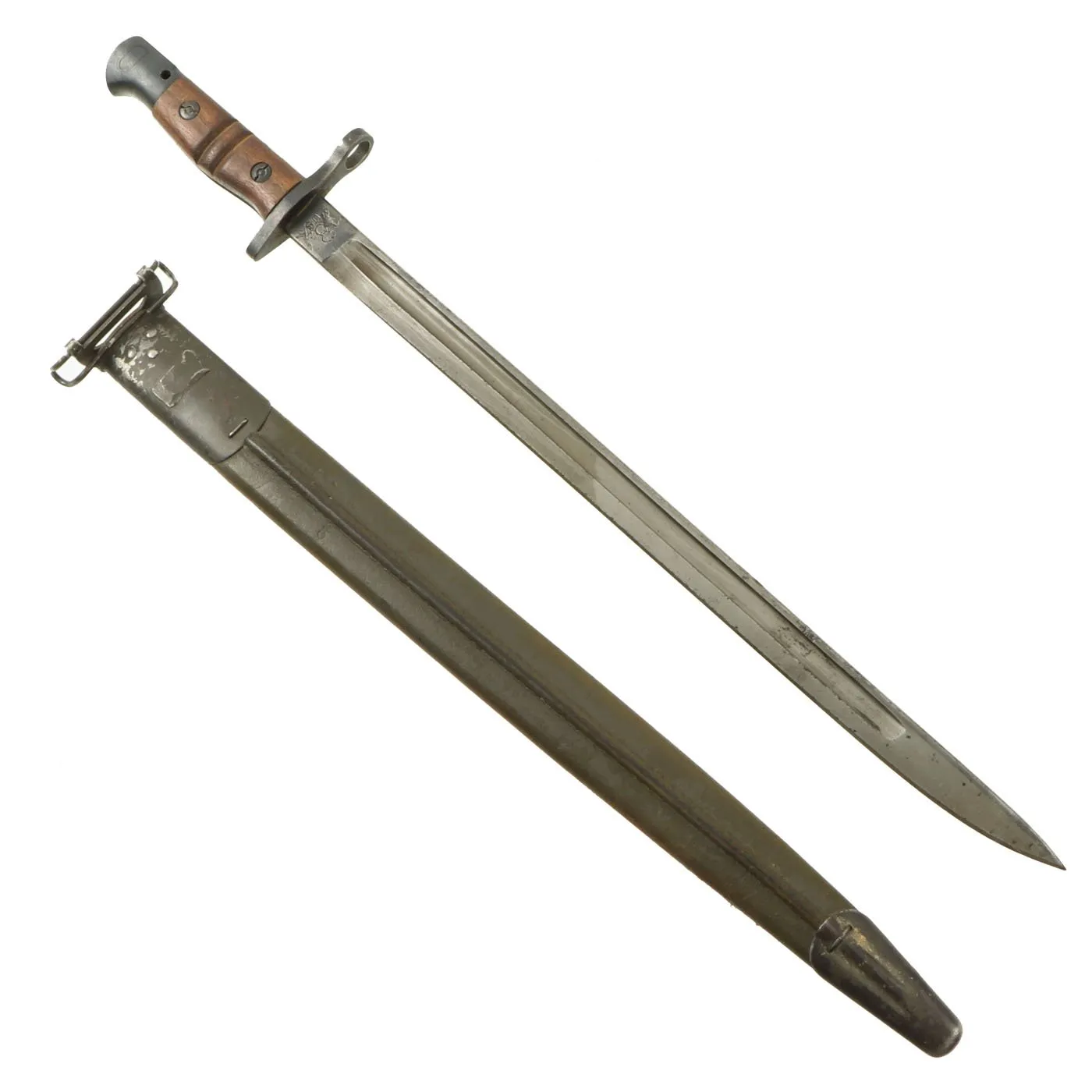 Original U.S. WWI M1917 Enfield Rifle Bayonet by Remington with Modified Maxim Patent Scabbard