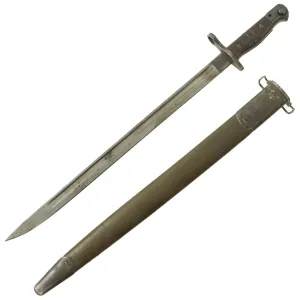 Original U.S. WWI M1917 Enfield Rifle Bayonet by Remington with Modified Maxim Patent Scabbard