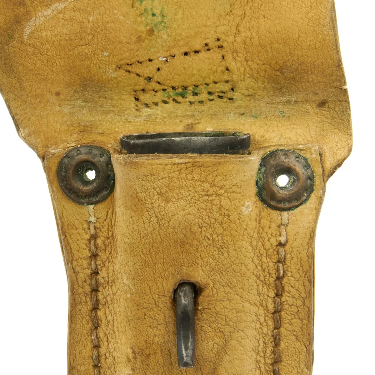 Original U.S. WWI Model 1918 Mark I Trench Knife by AU LION with Scabbard in Custom Leather Frog