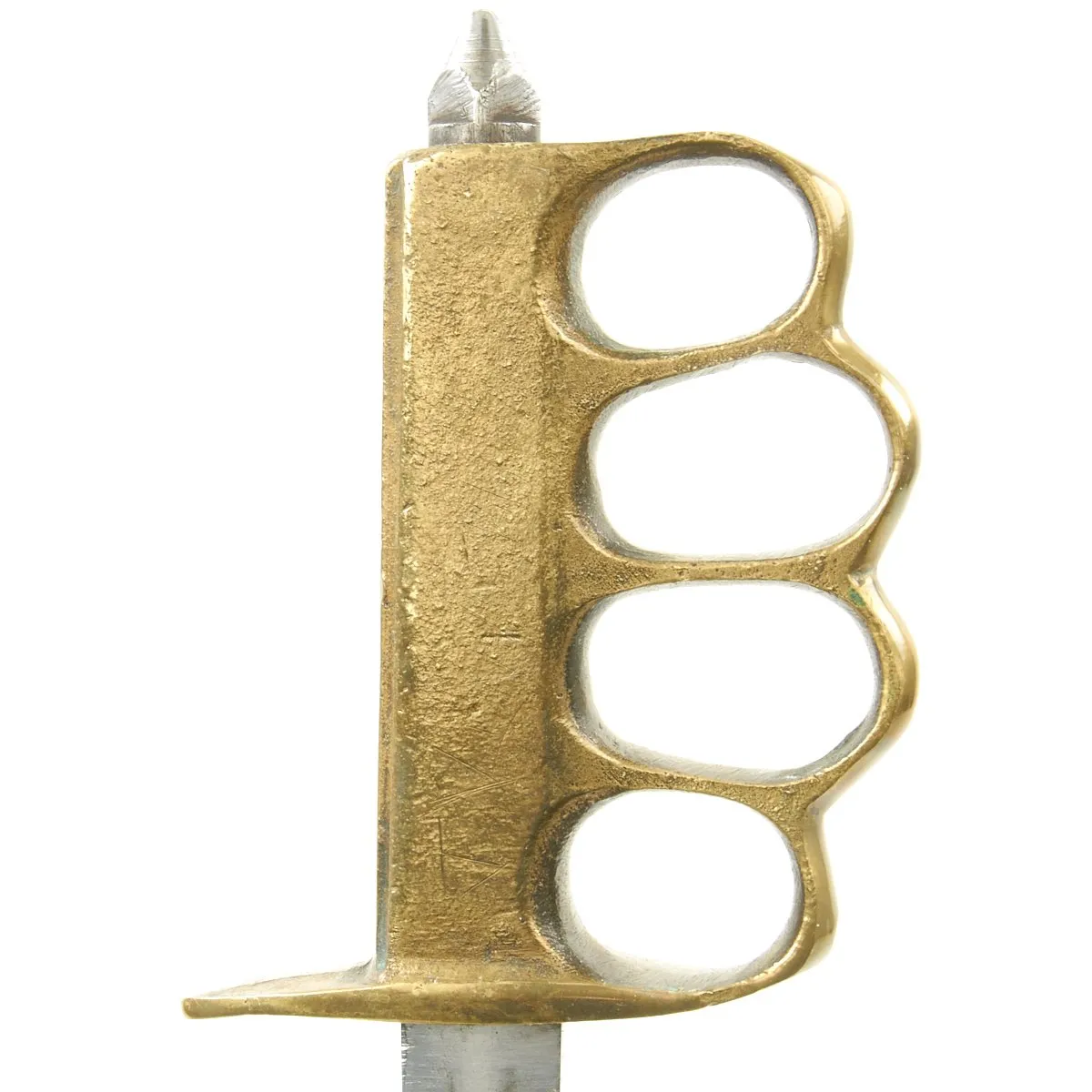Original U.S. WWI Model 1918 Mark I Trench Knife by AU LION with Scabbard in Custom Leather Frog