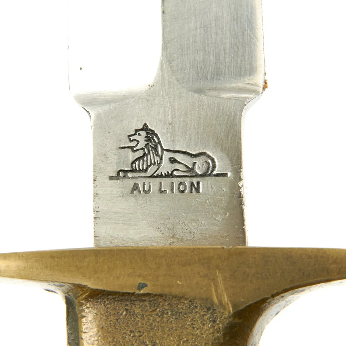 Original U.S. WWI Model 1918 Mark I Trench Knife by AU LION with Scabbard in Custom Leather Frog