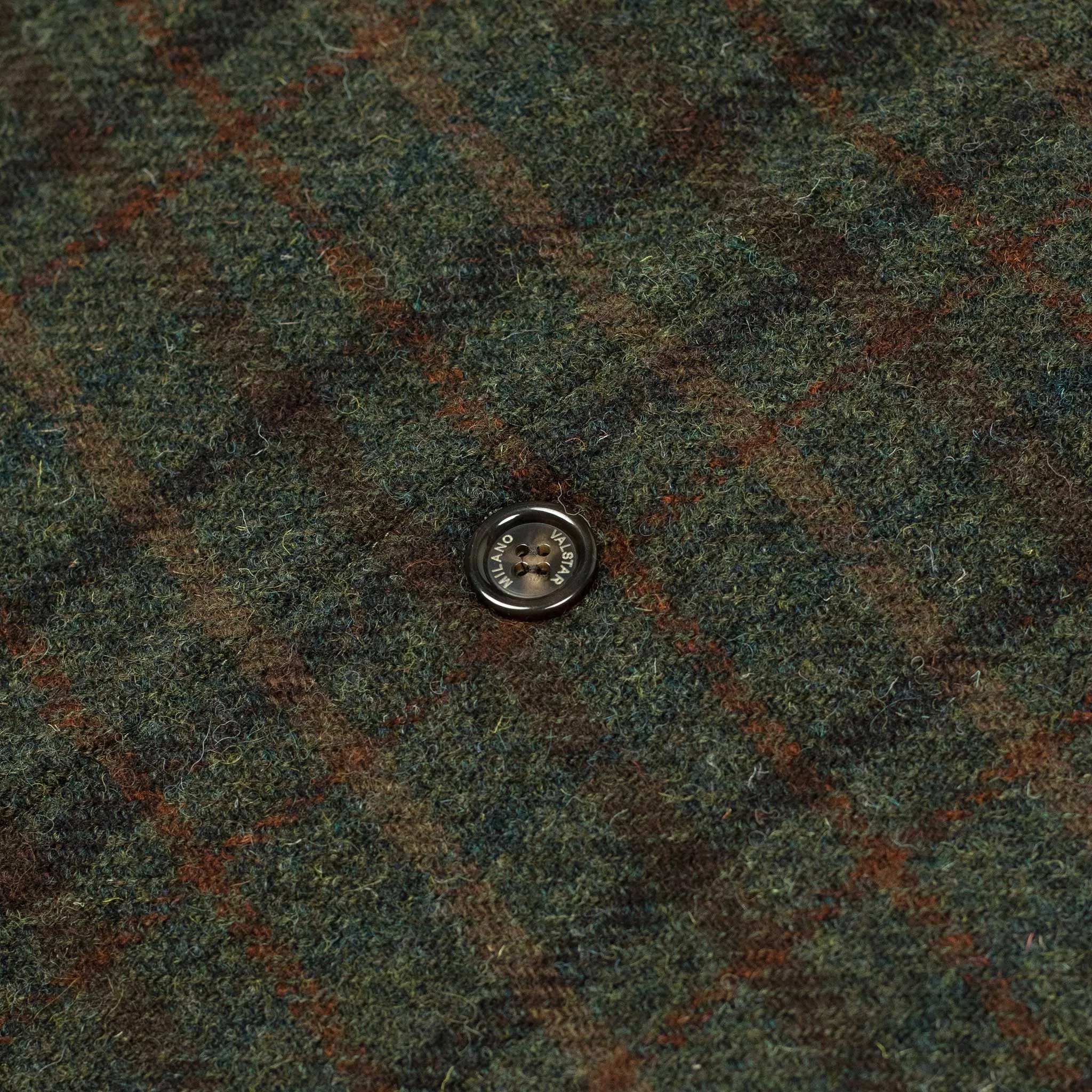 Raglan Milano overcoat in olive and rust Harris Tweed  wool plaid