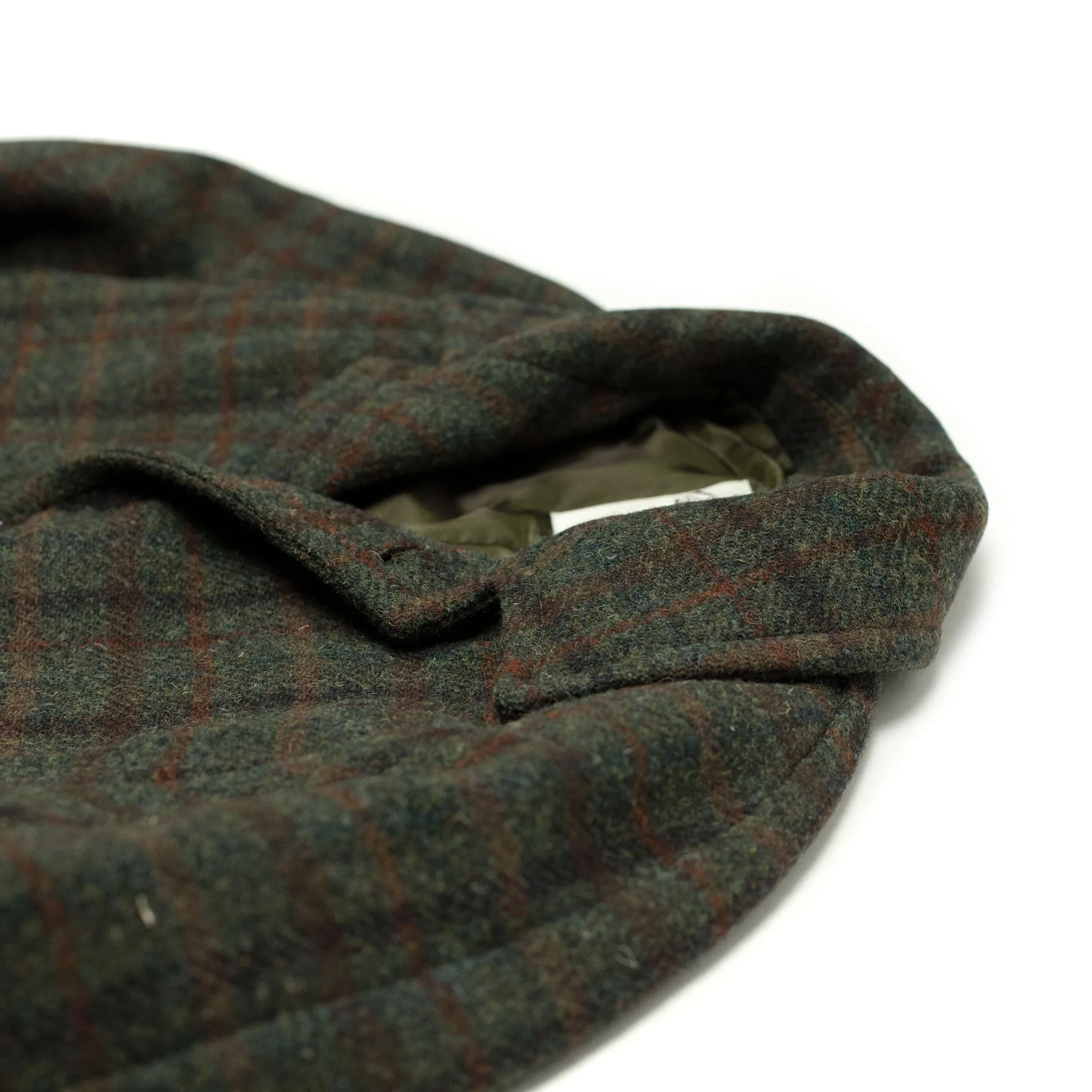 Raglan Milano overcoat in olive and rust Harris Tweed  wool plaid