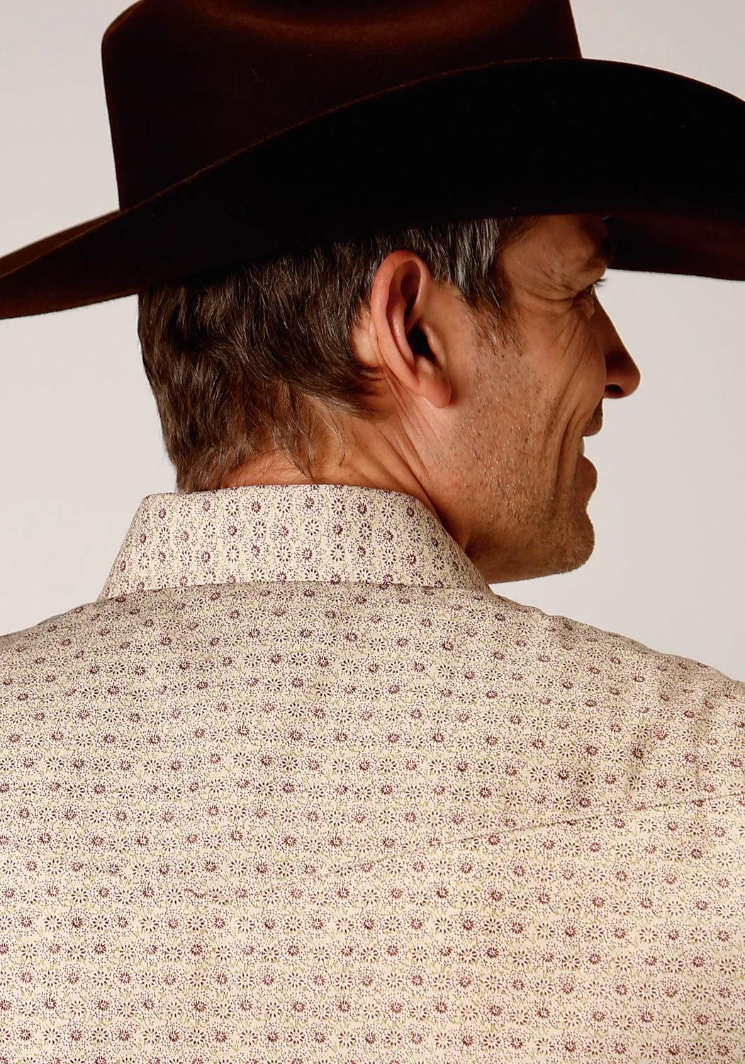 Roper Mens Beige/Rust Cotton Blend Vintage Floral L/S Shirt