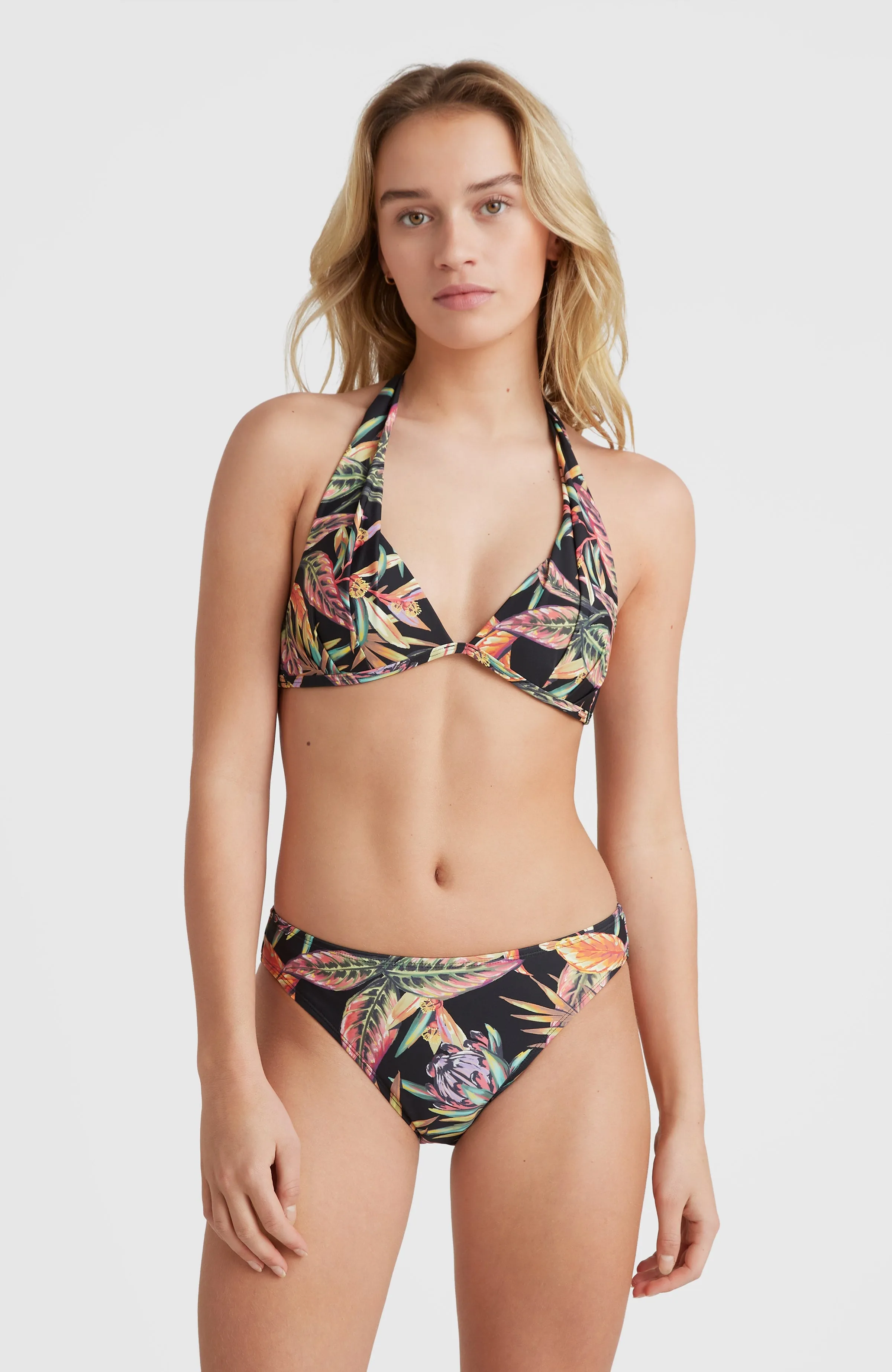 Sao Mix Mould Halter Bikini Top | Black Tropical Flower
