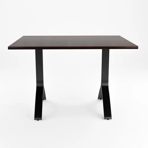 SIYARA DESIGN Elixir Solid Sheesham Wood Dining Table 4 Seater | Wooden Dining Set 4 Seater | Dining Table Set with 4 Iron Leg Chairs | Dining Room Sets (Walnut, Black Legs)