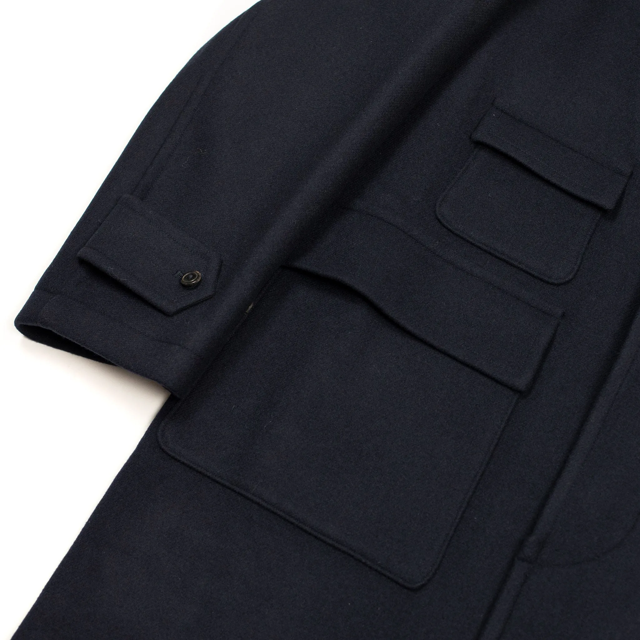 Traveler Coat in navy extra fine reverse cloth melton wool