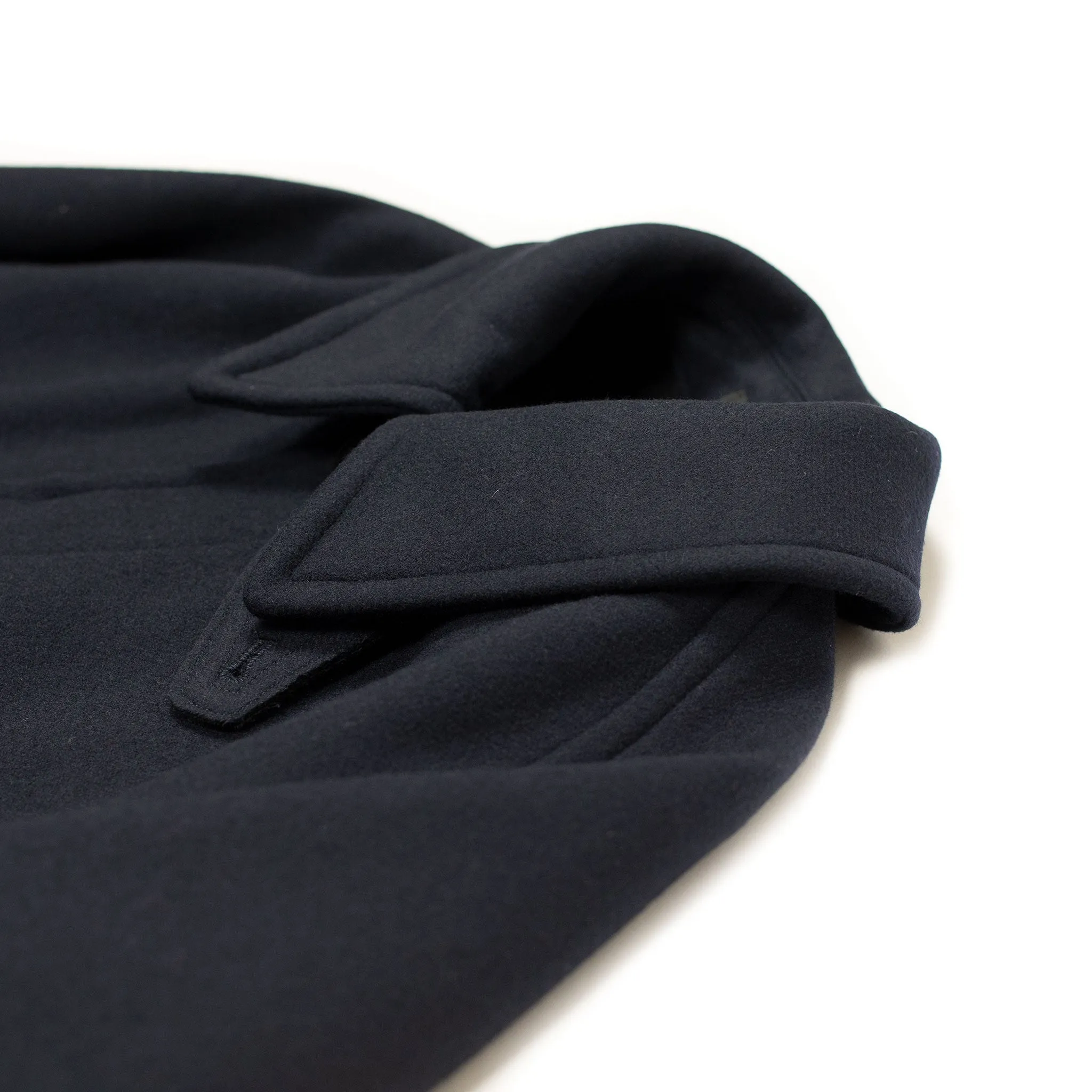 Traveler Coat in navy extra fine reverse cloth melton wool