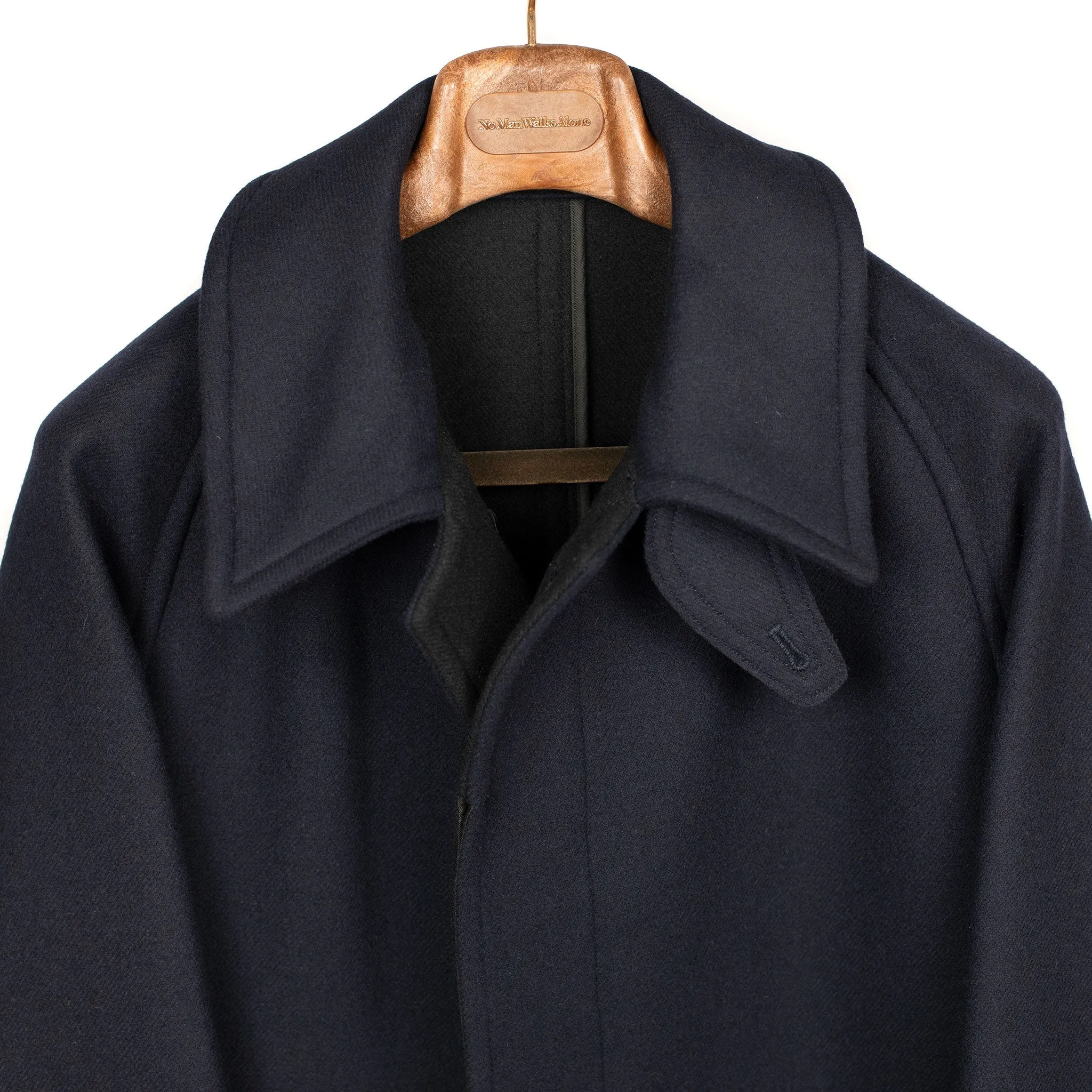 Traveler Coat in navy extra fine reverse cloth melton wool