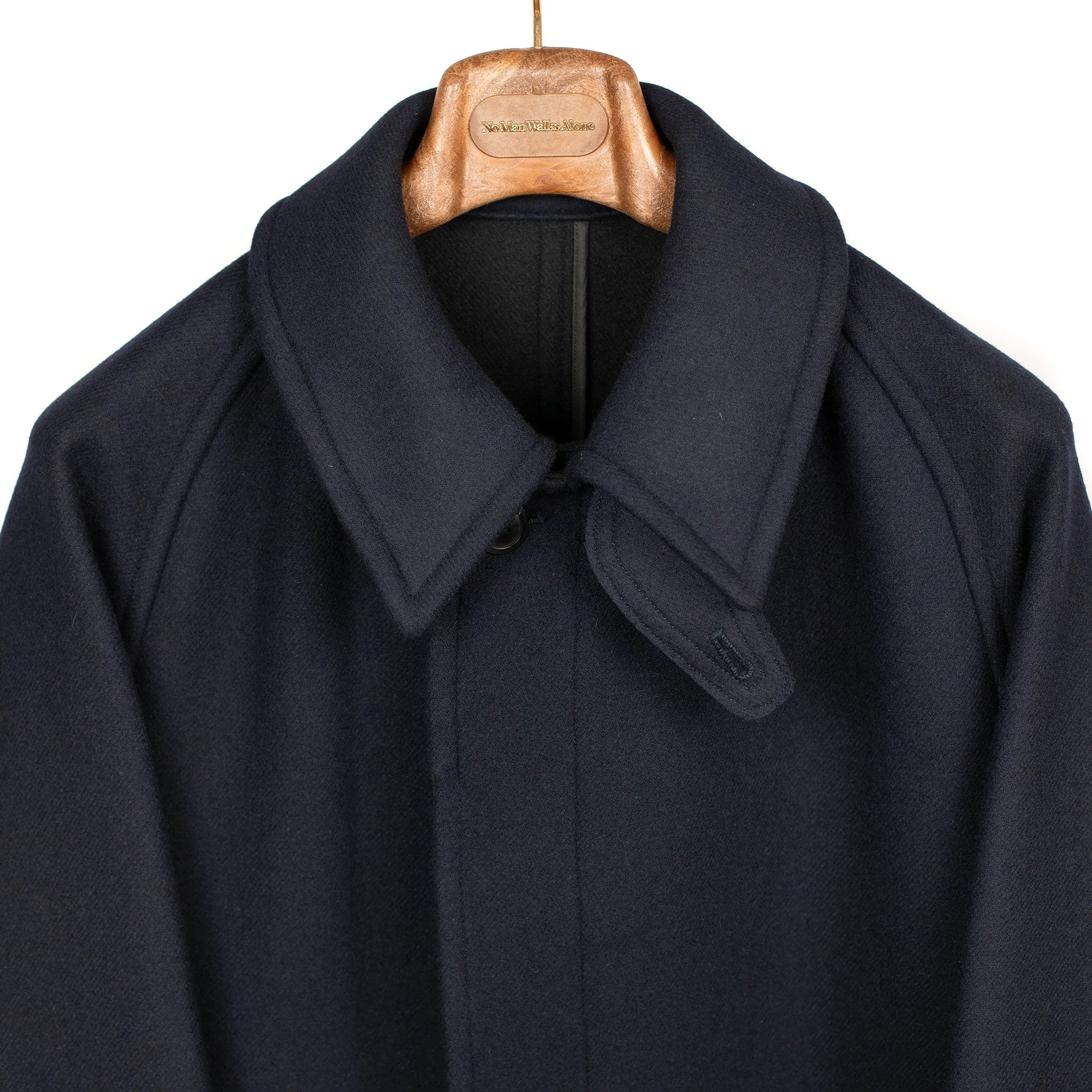 Traveler Coat in navy extra fine reverse cloth melton wool