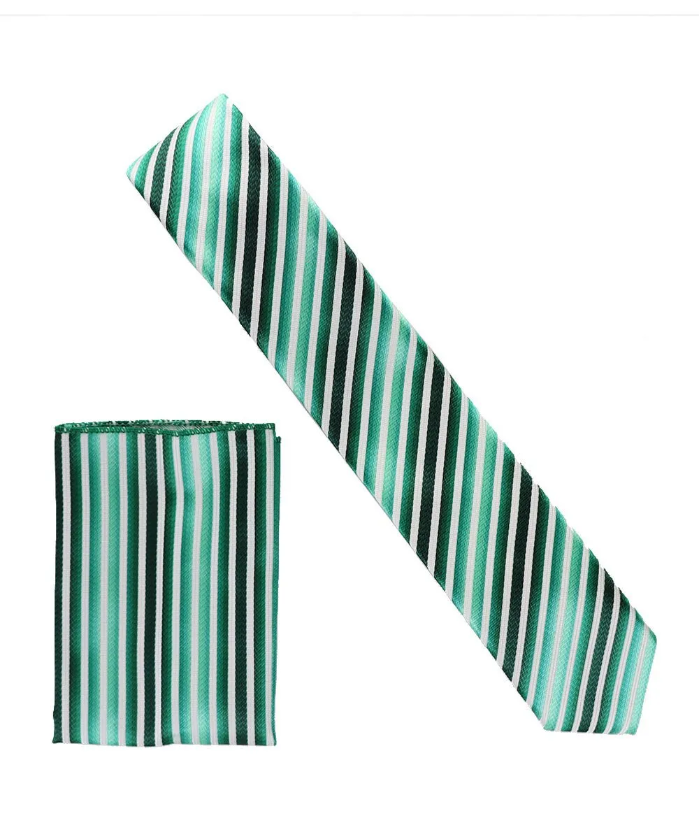 Vittorio Farina Men's Skinny Design Satin Necktie and Pocket Square