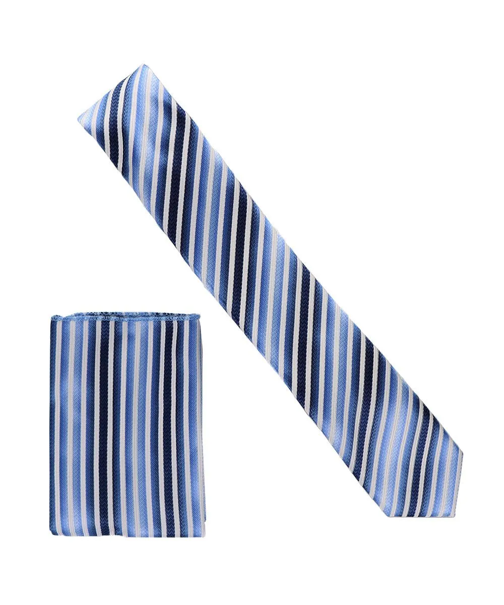 Vittorio Farina Men's Skinny Design Satin Necktie and Pocket Square