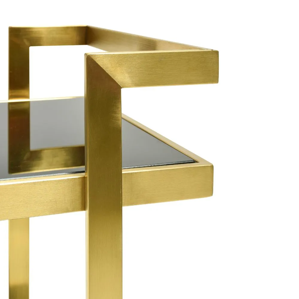 Walter Bar Cart - Tempered Glass - Gold Base