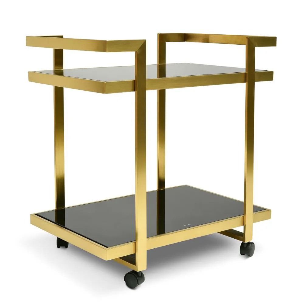 Walter Bar Cart - Tempered Glass - Gold Base