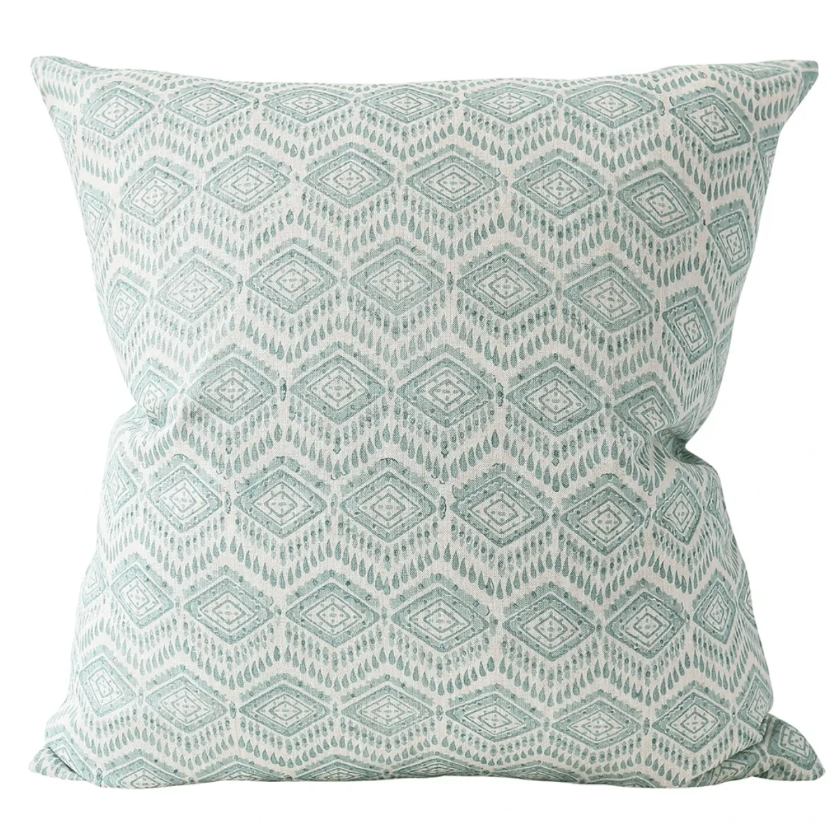 Ziggurat Celadon Linen Cushion | 55x55cm